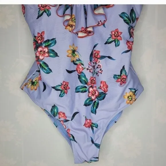 Jessica Simpson Garden Girl Frill Shoulder One Piece Swimsuit size large